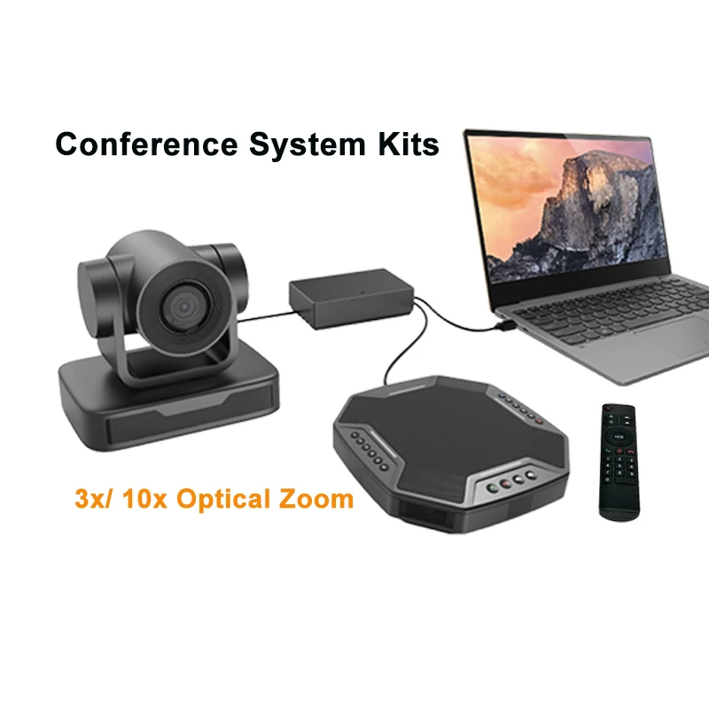 Conferencing Kit 3x 10x Optical zoom 1080p Full HD Video and Audio USB Conference PTZ Camera with speakerphone