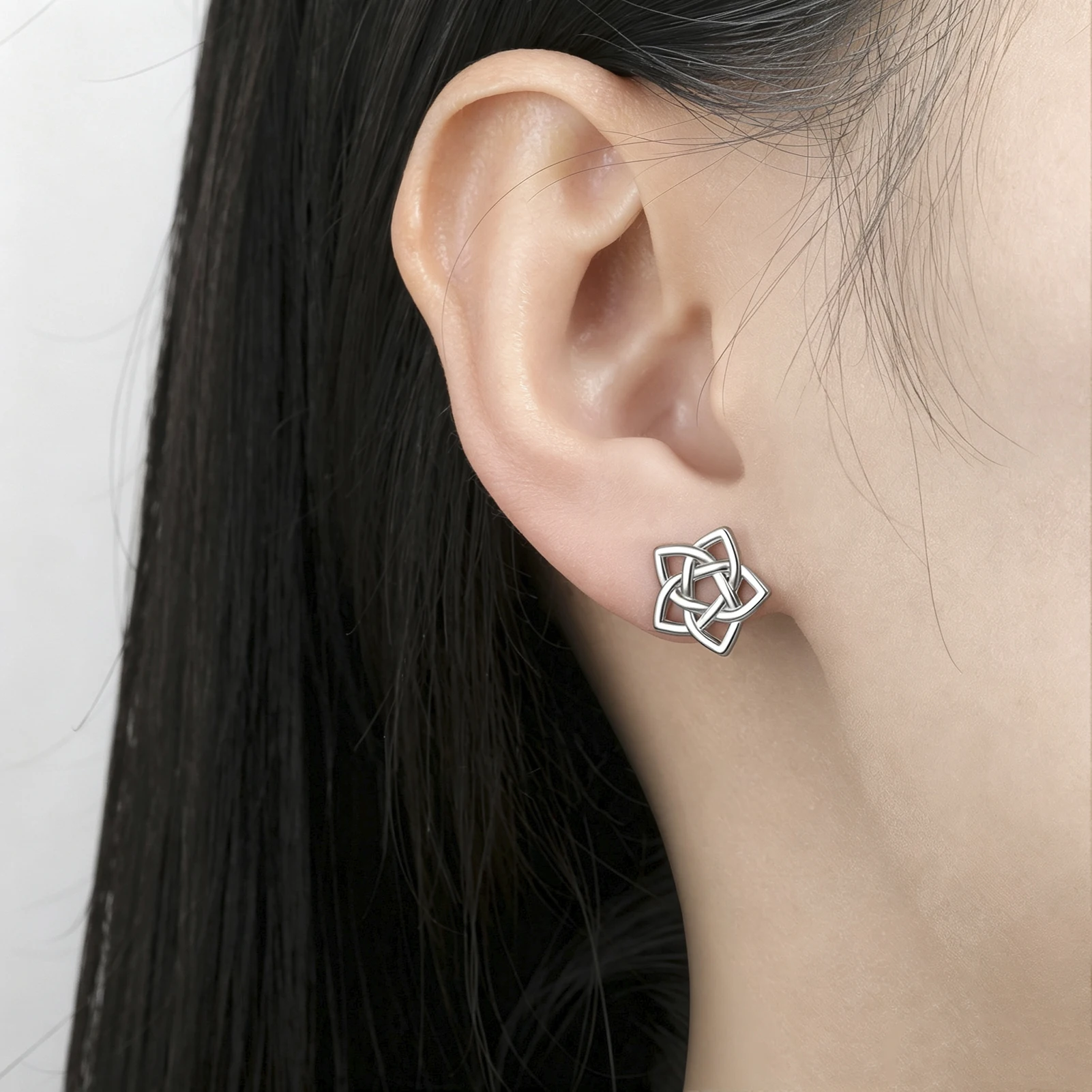 Eueavan 3D-Keltische Ohrstecker aus Edelstahl, Irischer Vierzackiger Knoten-Schmuck, Segens-Hohlohrringe für Damen, Geschenk, Großhandel – Detail 2