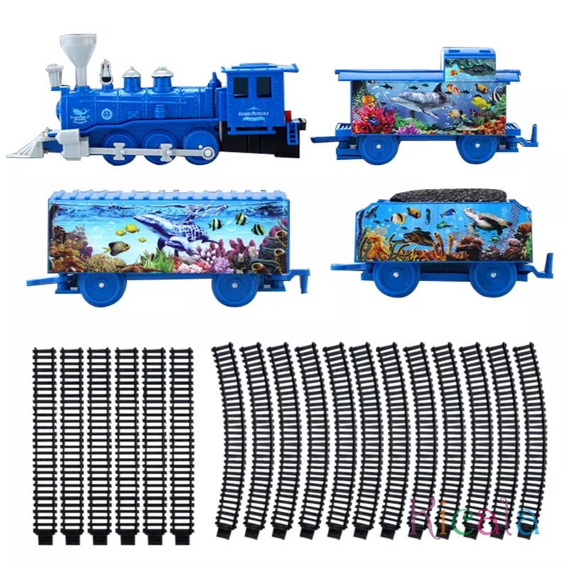 1 Set Sightseeing Train Toys Simulation Ocean Series DIY Assembled Rail Train Playing Set Interactive Toy Electric