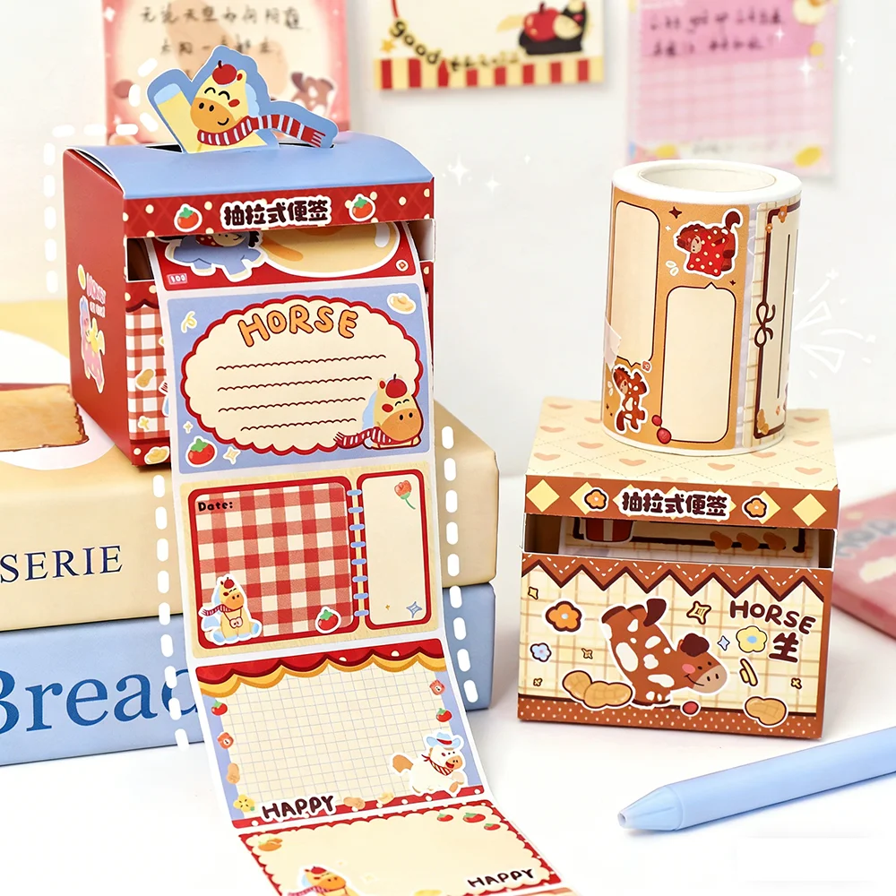 

Boxed Sticky Notes Cute Self-Adhesive Memo Pad Animal Pattern Sticky Notes Refillable Cartoon Sticky Notes For Daily Recording