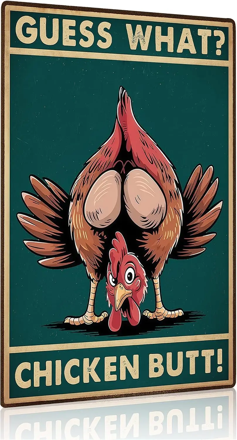 Smilelife Funny Chicken Sign What Vintage Tin Sign for Home Farm Chicken Coop Kitchen Garden Yard Decor  (3935)--Tin Sign