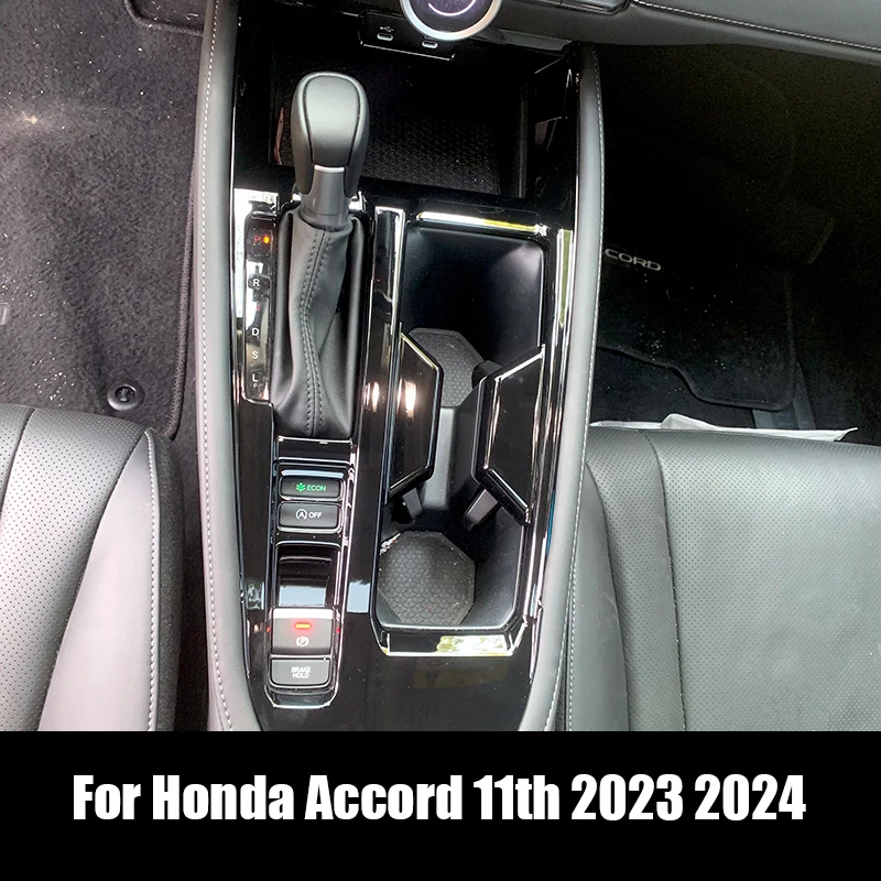 For Honda Accord 11th 2023 2024 Shift panel decorative frame ABS material bright black