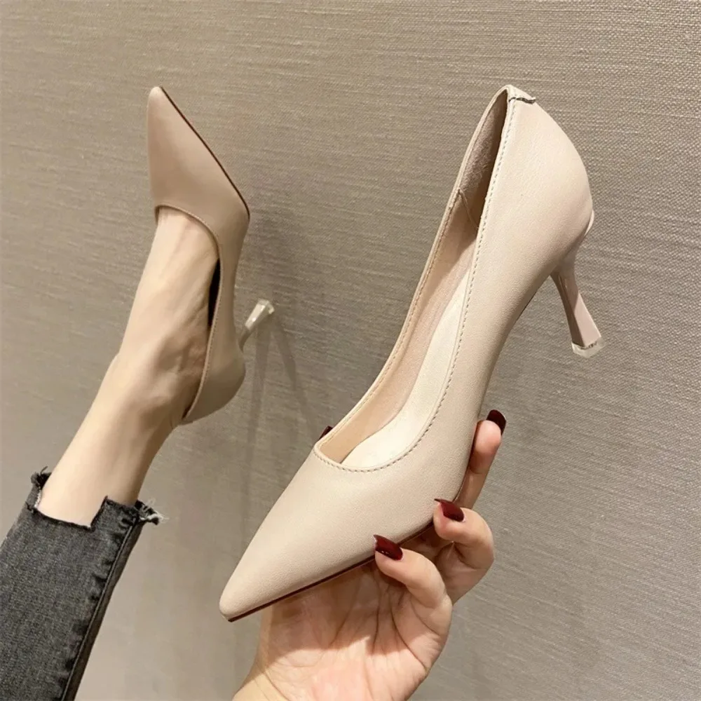 Slim Heeled Pointed High Heels Women\'s Spring Autumn Simple Commuting High Heels Female Pumps Women Shoes Small Heel Zapatos