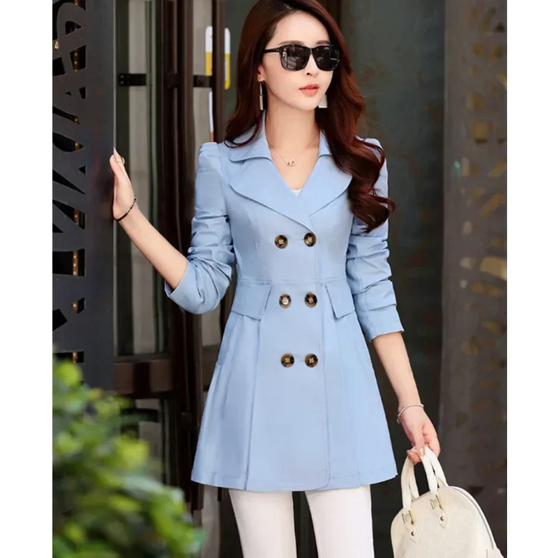 2024 New Trench Coat Women Double-Breasted Trenchcoat Lace Female Autumn Casual Coats Windbreaker Outwear  Raincoat Streetwear