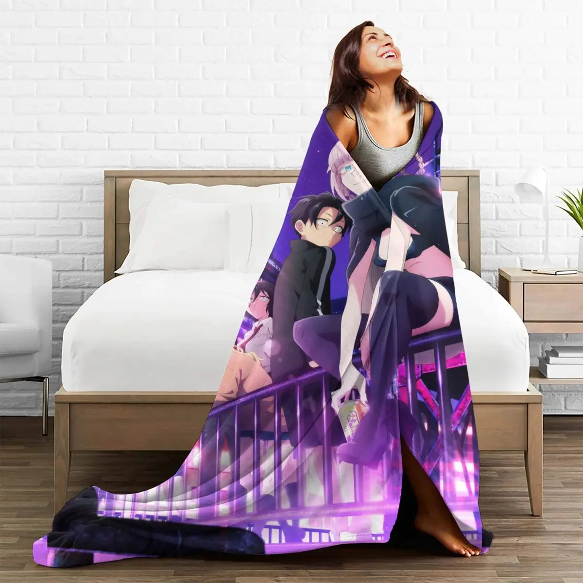 Yofukashi No Uta Anime Flannel Blanket Call of the Night Awesome Throw Blanket for Home Bedspreads