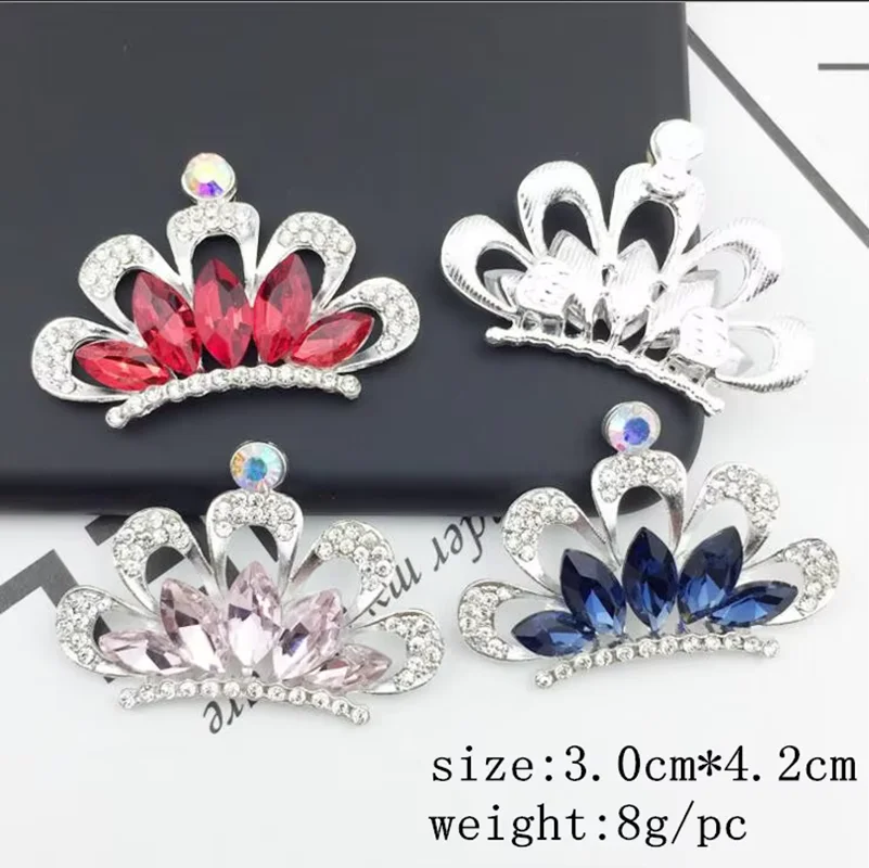 4Pcs/Lot Tiara Brooch Decorative Hair Crystal Embellishment Wedding Bridal Shiny Rhinestone Crown Diy Accessories