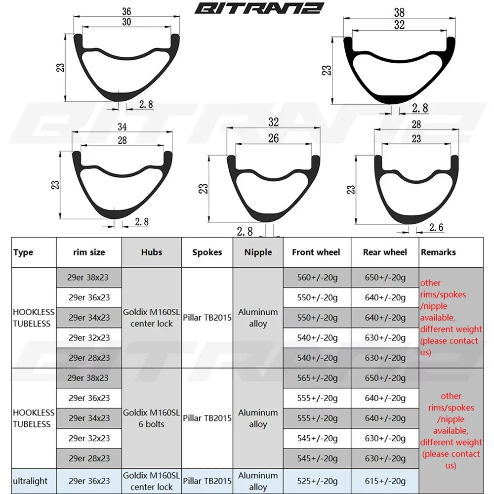29er vélo léger XC Boost roues en carbone 23mm disque asymétrique 28/30/32/34/36mm Goldix M160SL cliquet vtt vélo Tubeless roues