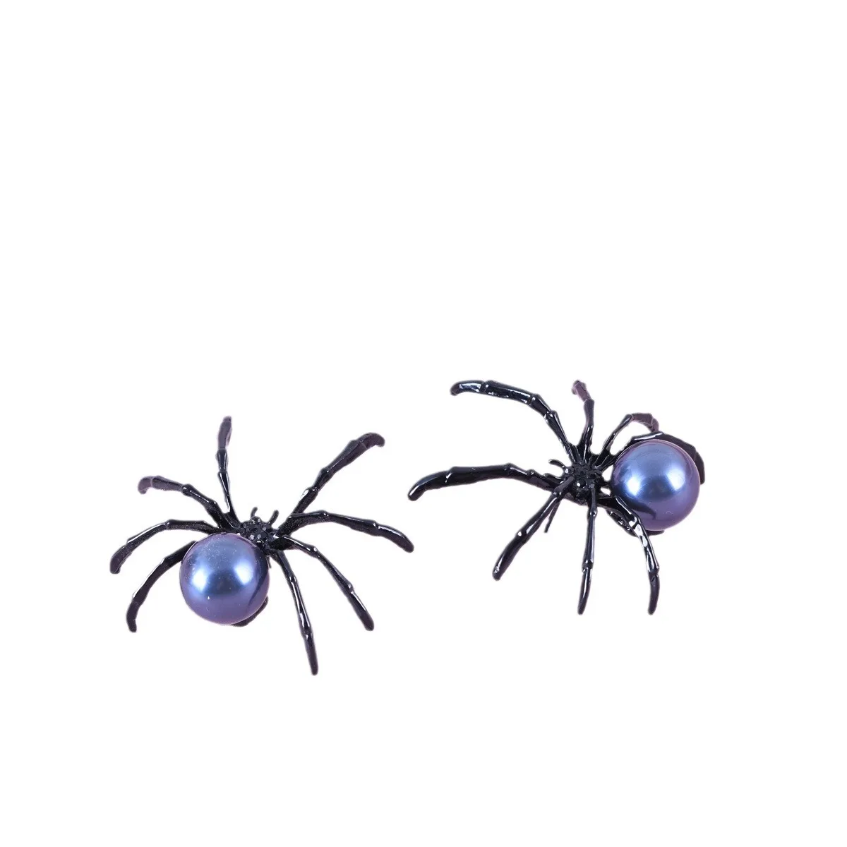 Halloween Hyperbole Dark Vintage Punk Earrings For Women Simple Personality Black Spider Alloy Pearl Jewelry Puncture Ear Studs