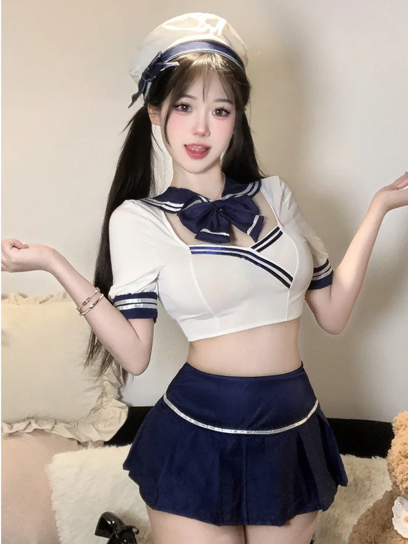 

Cosplay Costumes Sexy Student Lingerie Set Sexy Lingerie Bra School Student Uniform Babydoll Erotic Crotchless Mini Dress PE7D