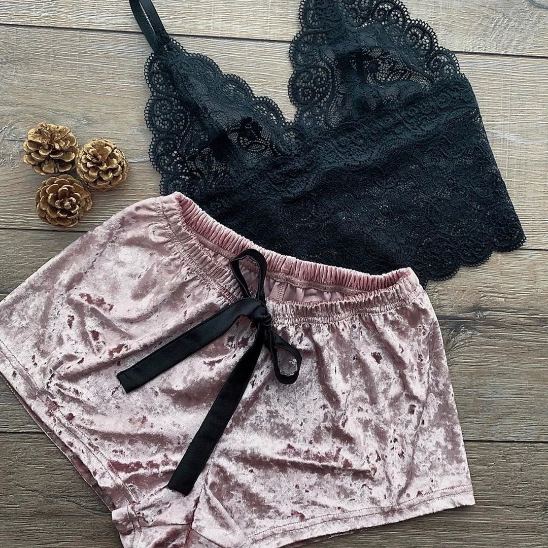 Pijamas de mujer, conjunto de sujetador de encaje Sexy, reúne belleza en la espalda, moda cómoda, ropa interior para niñas, lencería de dos piezas, sujetadores, vestidos para dormir