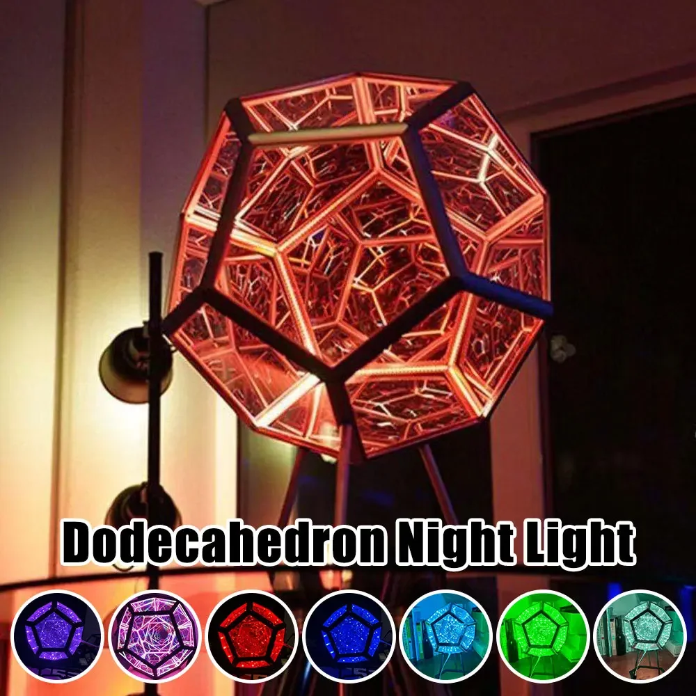 Oneindige Dodecaëder Kleur Kunst Licht Ornamenten Usb Opladen Decoratieve Lamp Fantasy Space Gift Voor Home Decor Droom Lichten