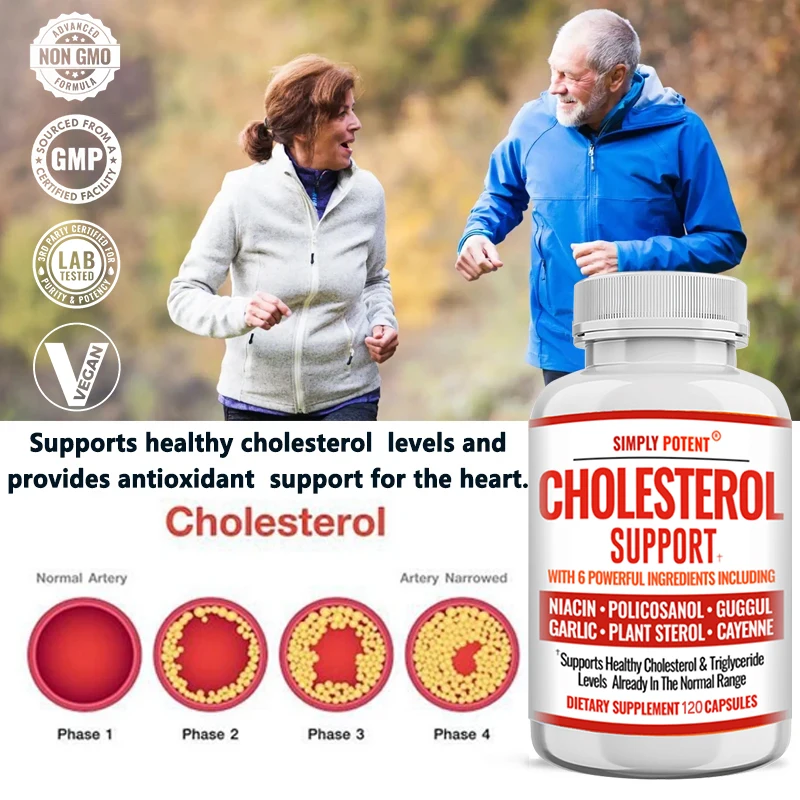 Cholesterol Support Supplement - Healthy Cholesterol, Triglycerides, HDL, Fat Burning, Garlic, Botanicals, Heart Health