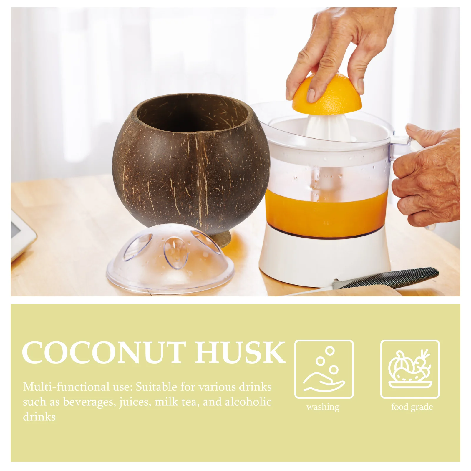 

Coconut Shell Cup Natural Beverage Bowl For Party Snack Storage Reusable Hawaiian Luau Decorative Food Serving Bowl