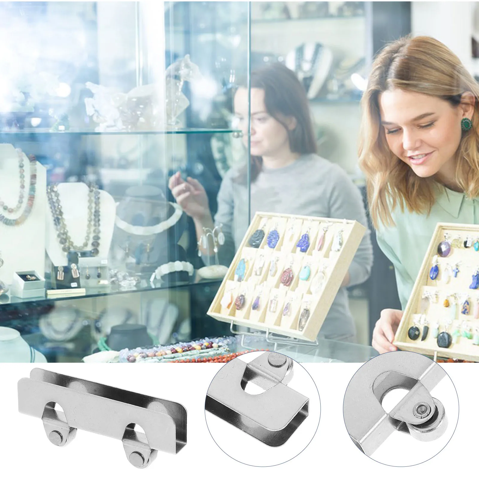 

2Pcs Sliding Glass Door Pulleys Durable Iron Hardware Smooth Operation High Load Capacity Cabinet Display Doors