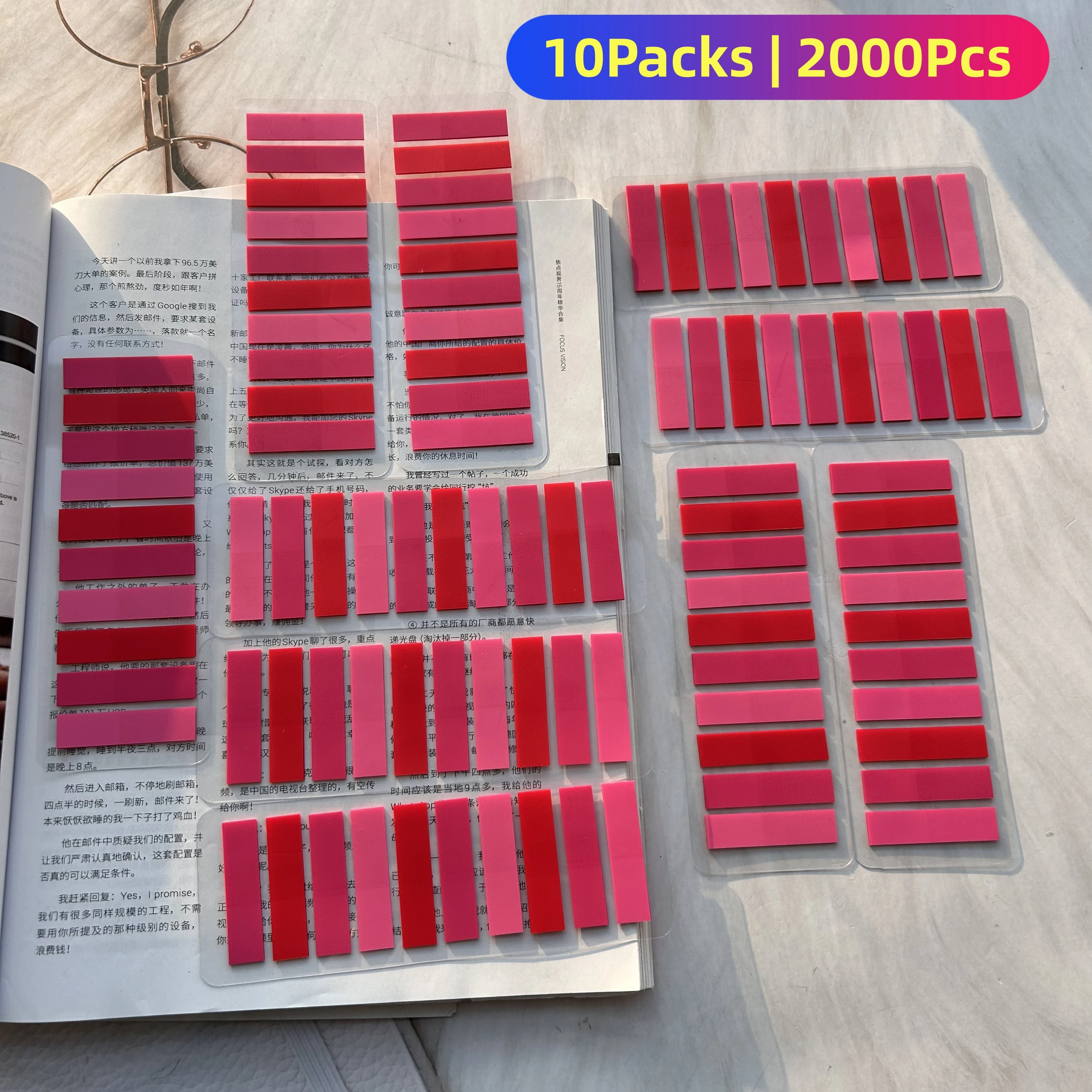 2000Pcs Sticky Notes Writable Transparent Index Tabs Page Markers for Book Annotation Calendar Office School Supplies