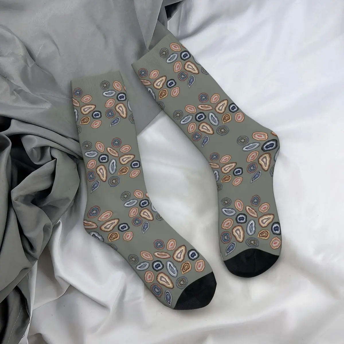 Stylized Agate Slices - Rock Stone Pattern Unisex Winter Socks Warm Happy Socks Street Style Crazy Sock