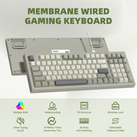 WOMIER DK98 Wired Gaming Keyboard Silent Membrane Keys with Volume Knob,Anti-Ghosting,Splash-Proof for PC Laptop Gamers