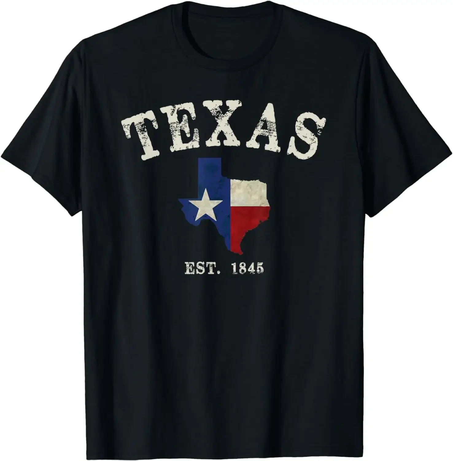 2024 Zomer Tops Distressed Texas Staat Vlag Kaart T-Shirt