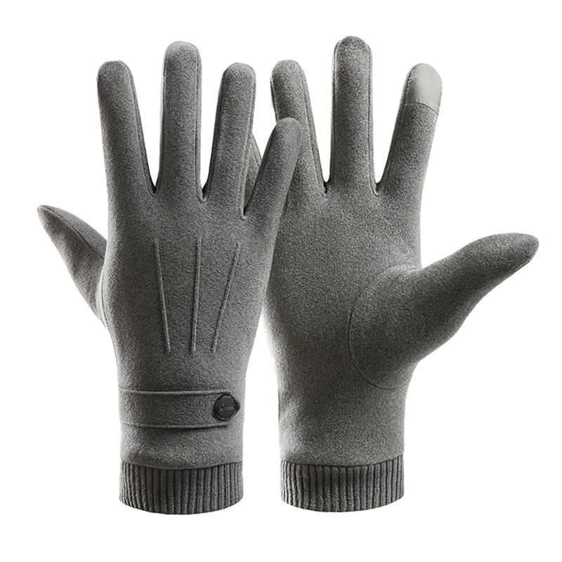 1 Paar Winter Houd Warme Handschoenen Man Buitenhandschoenen Touchscreen Plus Fluwelen Herenhandschoenen Mode Eenvoudige Koude Bescherming