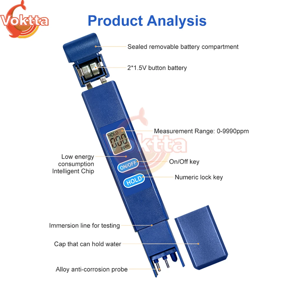 Water Quality Detection Pen 2 in 1 TDS Meter Drinking Water Purity EC Meter High Accuracy Digital PH Tester Water Quality Tester