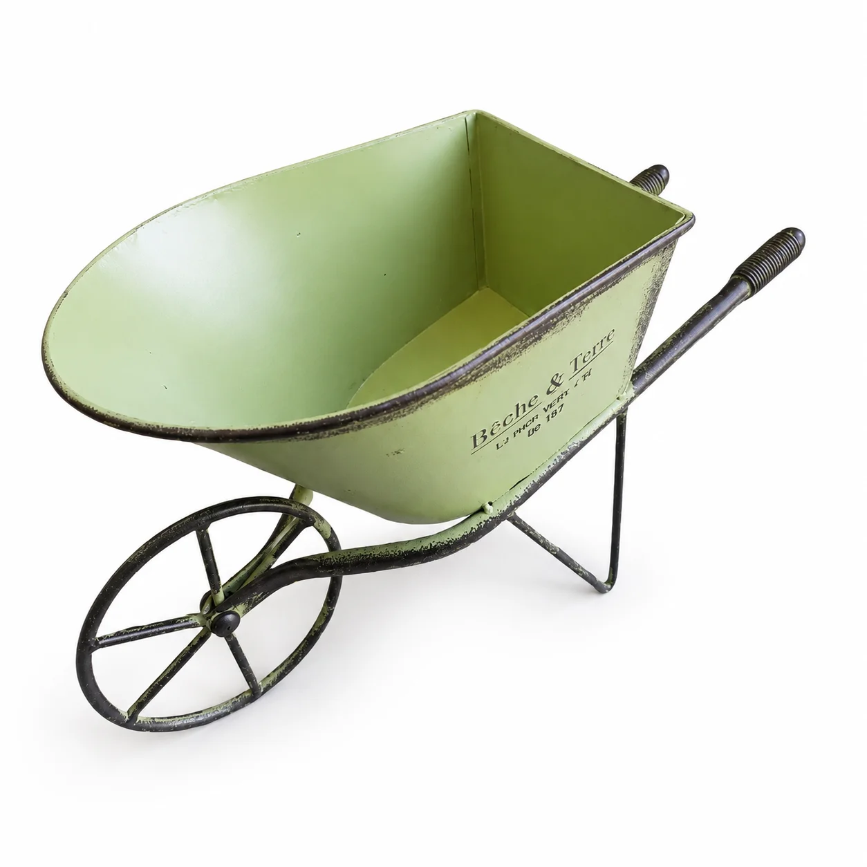 Vintage Metal Wheelbarrow Planter Rustic Iron Flower Pot Farmhouse Garden Patio Villa Decor Ornament