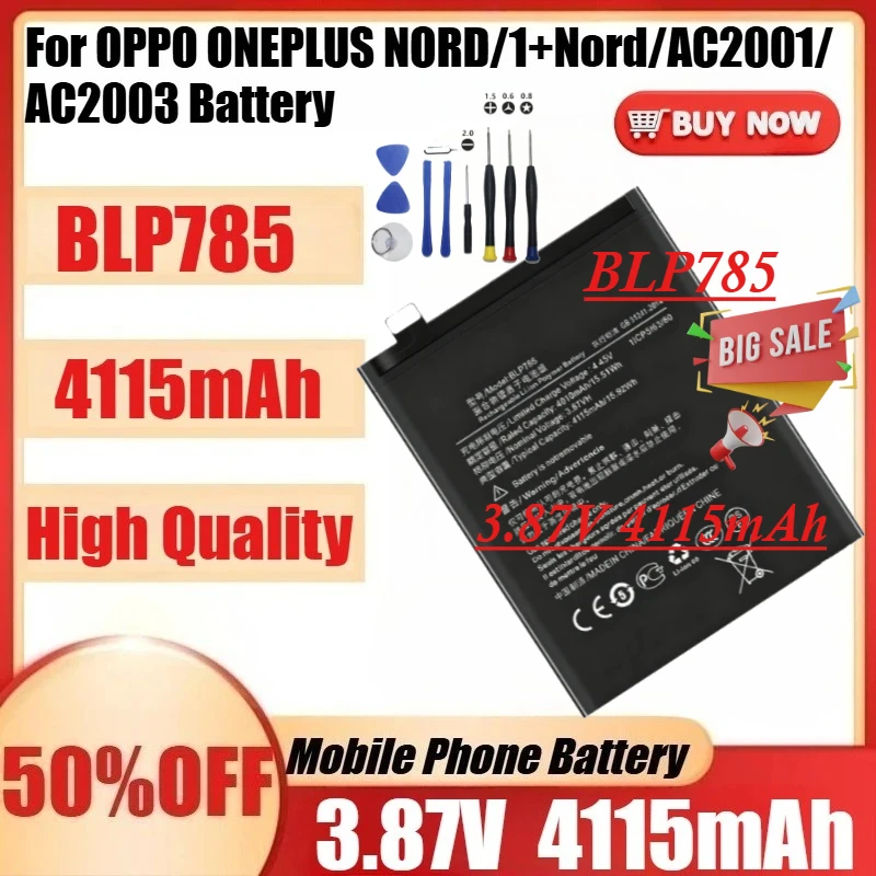 

Сменные аккумуляторы для OPPO ONEPLUS NORD/1+Nord/AC2001/AC2003 + инструменты. Новые аккумуляторы BLP785 высокого качества.