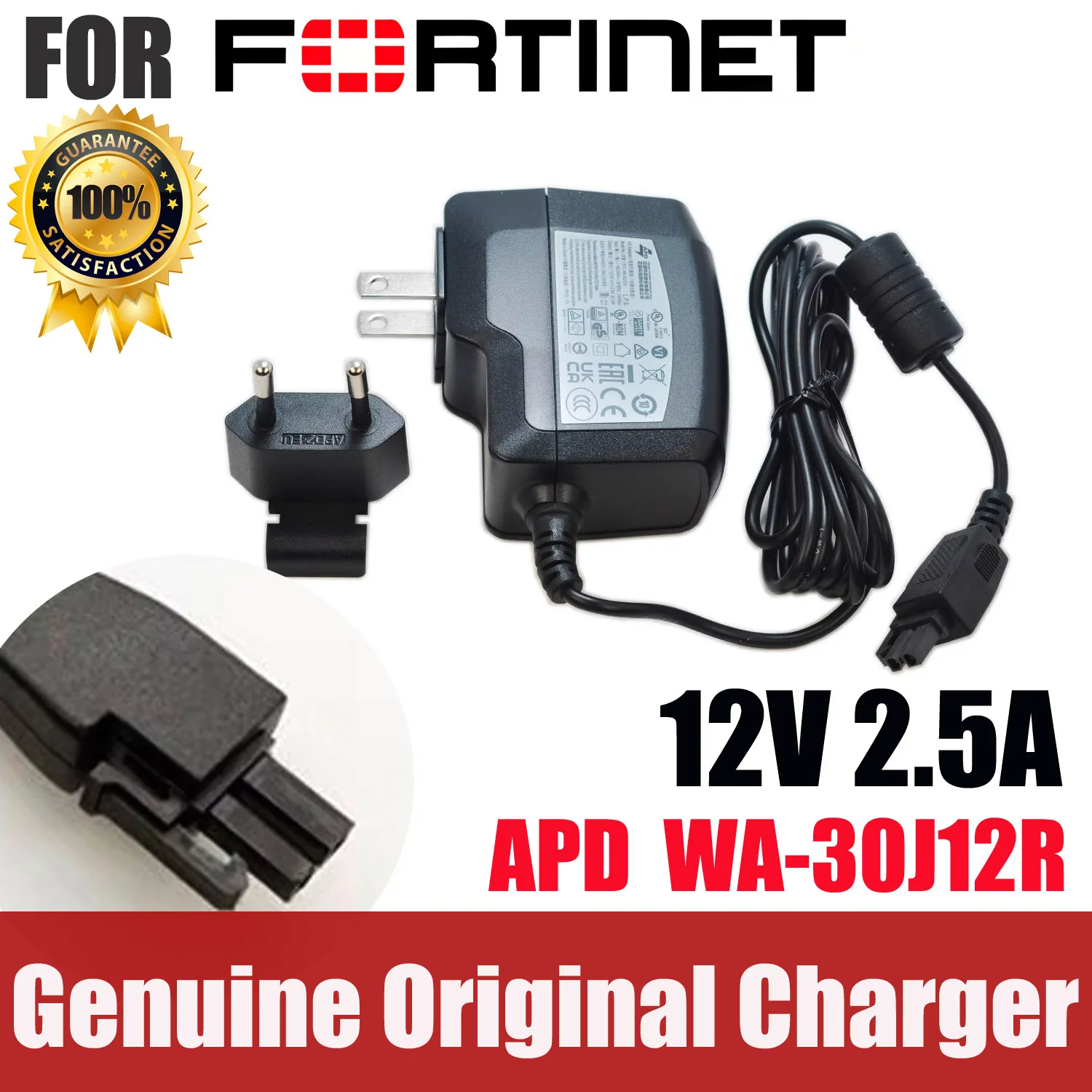 

Оригинальное зарядное устройство APD WA-30J12R 12 В 2,5 А WA-30J12RUG-BFAB для Fortinet FortiGate Firewall 60D 90D 30E 50E 60E 80E Блок питания