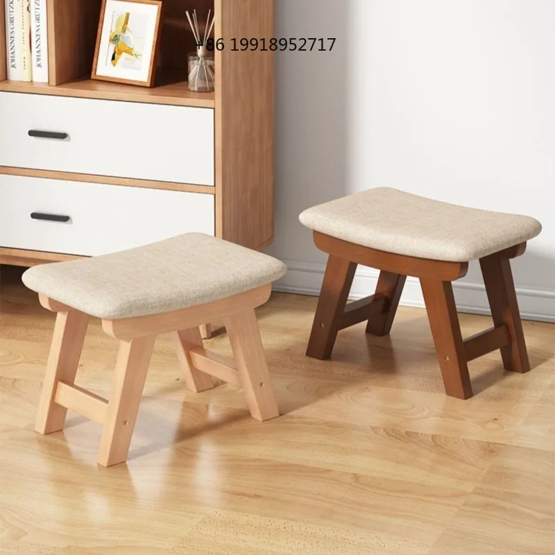 Solid Wood Stool Modern Minimalist Stools Indoor Living Room Corridor Footstool Mortise Tenon Non Slip Mute Portable Footrest