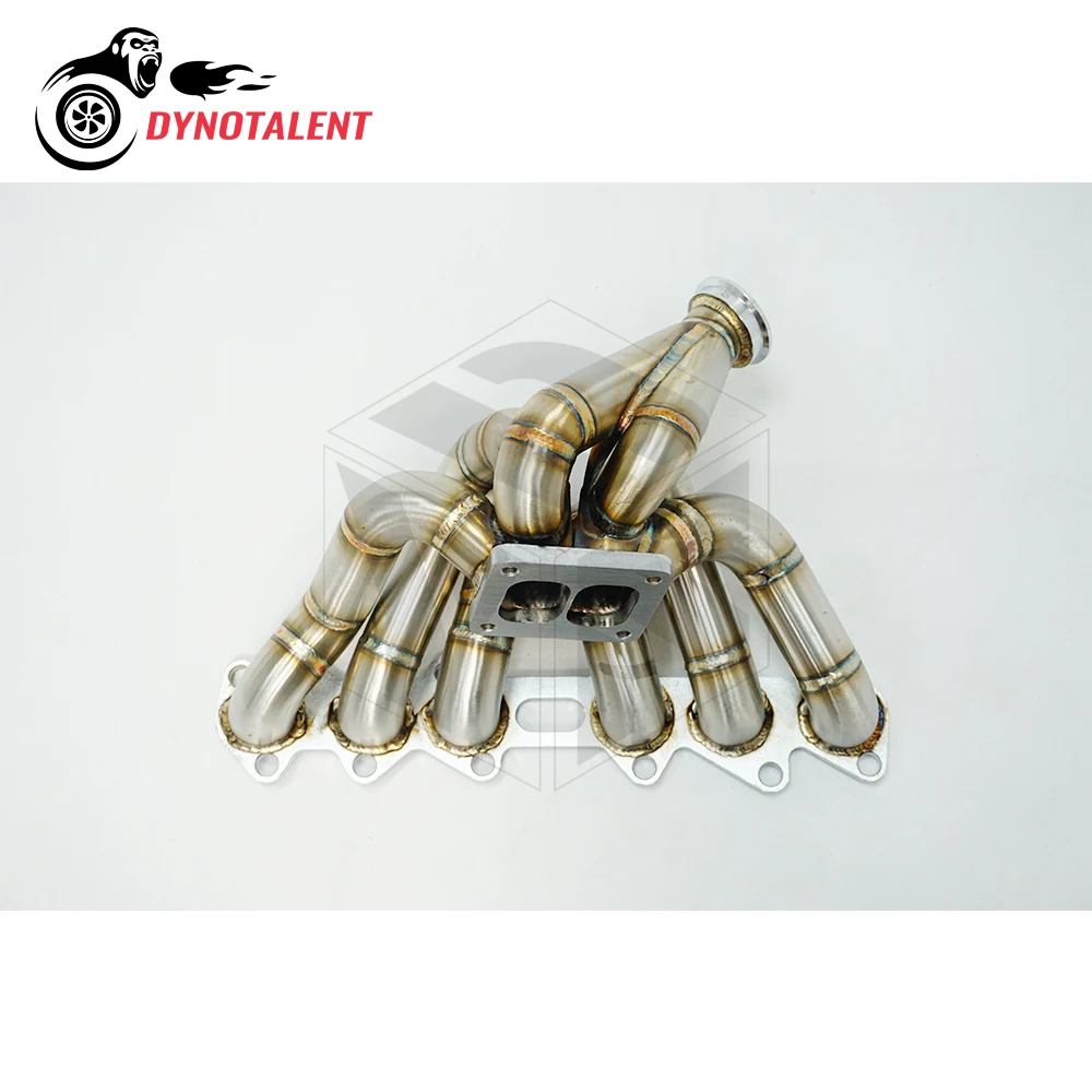 Dyn racing escovado 3mm tubo de vapor ss304 falnge t4 coletor de rolagem dupla para supra 2jzgte 2jz-gte 2jz 1993-1998