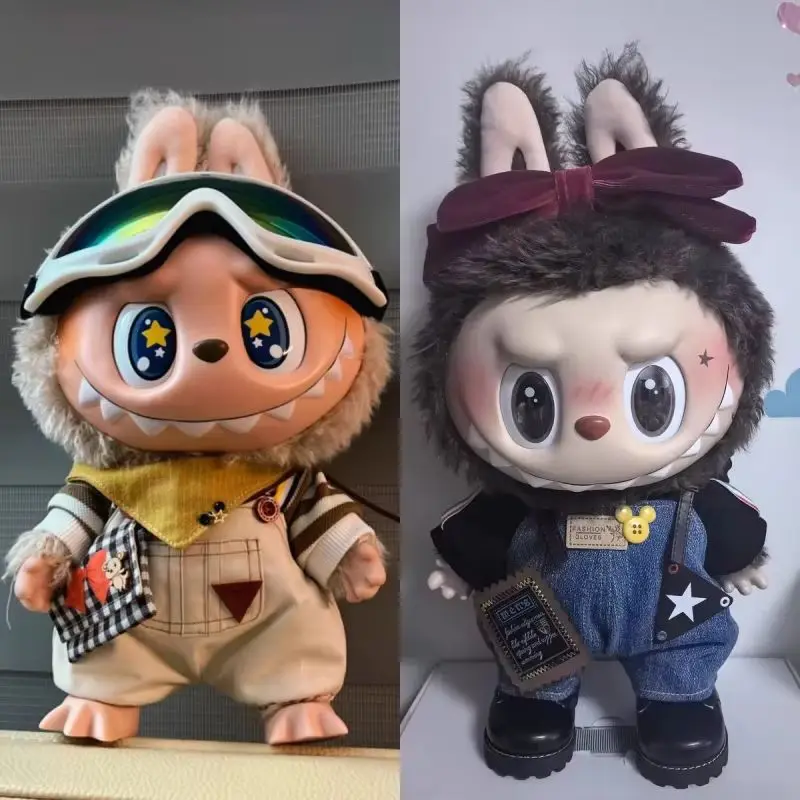 Labubu Clothes 38cm 마카롱 몬스터 천 Chill 펜던트 충전 인형 수집가를위한 수제 선물 장난감