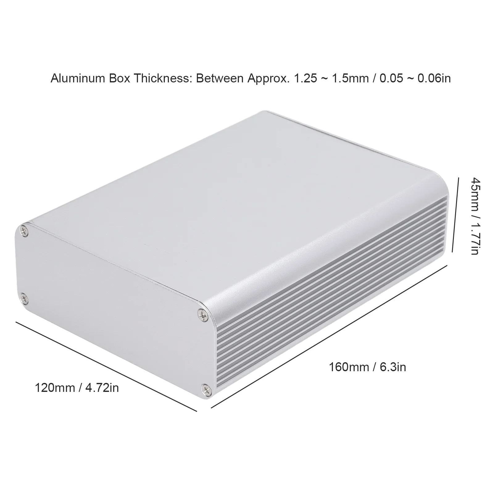 Aluminum Alloy Electric Box Junction Case Integrated Enclosure 45x120x160mm Matte Silver Circuit Board Aluminum Enclosure
