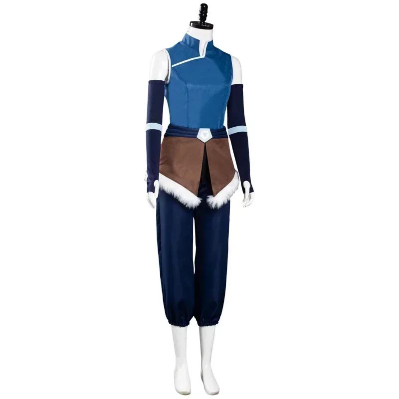 Avatar: The Legend Season 4 Korra Cosplay Costume da donna Top Pants Set outfit Blue Vest Girls Full Cloth Halloween Carnival Suit