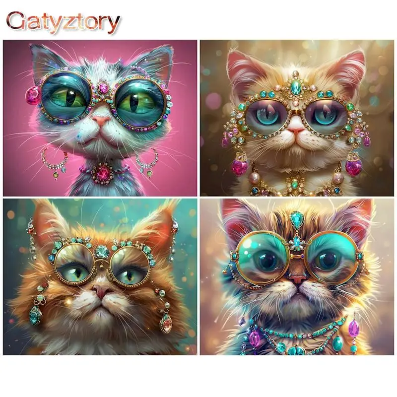 

GATYZTORY Diy Cat Paint By Numbers On Canvas Pictures Oil Painting By Numbers Set Gift Coloring By Numbers Wall Art For Home Dec