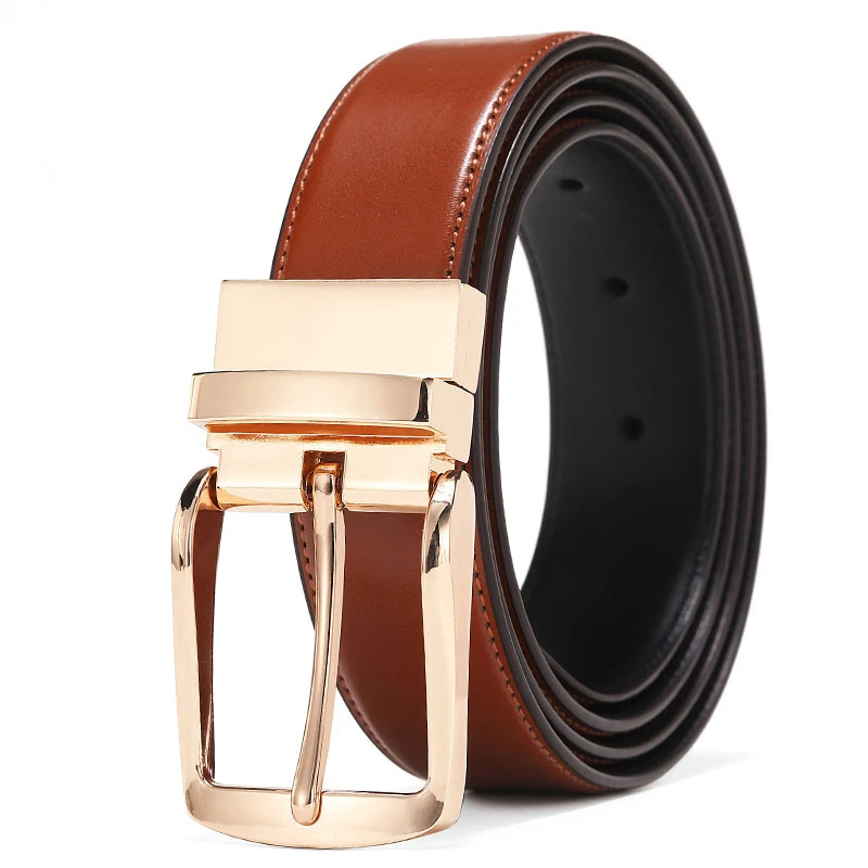 

New Reversible Rotated Buckle Double sided belt Belts for Men Genuine Leather Dress Belt HQ116