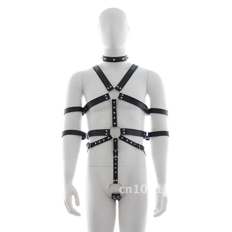 Fetish Men Sexual Body Harness Fashion Gay Bondage Gear BDSM Sex Restraints Leather Chest Harness Belts Sex Toys for Men Gay