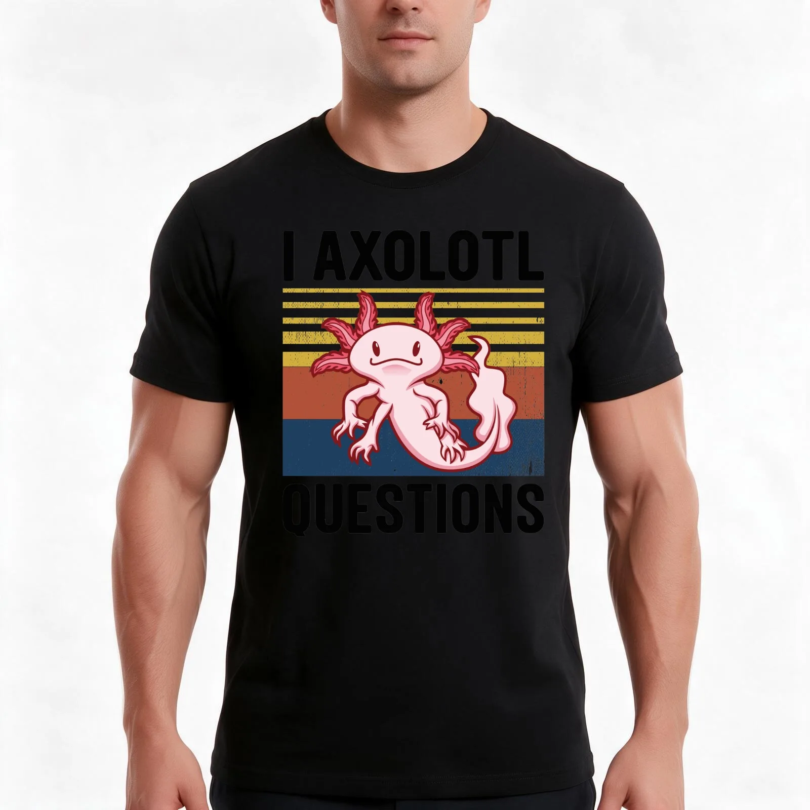 I Axolotl Questions Vintage T-Shirt, Summer Casual Cotton Tee, Oversized Streetwear Tops, Vintage Graphic Print, 100% Cotton