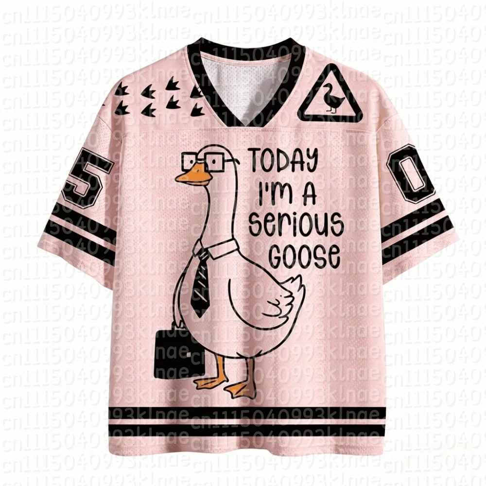 Funny Meme Serious Goose Family Matching Outfits Retro T-Shirt Today I'm A Serious Goose Print Parent-Child Casual Sport Clothes