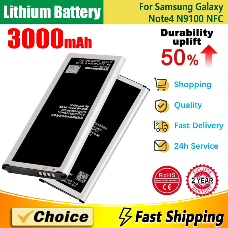 Brand New Replacement Phone Lithium Battery For Samsung Galaxy Note4 N9100 N9108V N9109V N9106W NOTE 4 with NFC EB-BN916BBC/BE