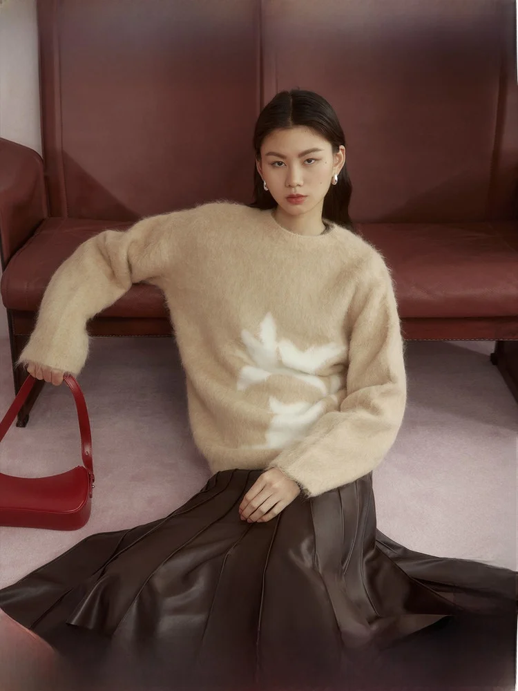 

Свитер свободного кроя с круглым вырезом для женщин, зимний, удобный, универсальный, из нейлона и спандекса, трикотажный, повседневный, модный