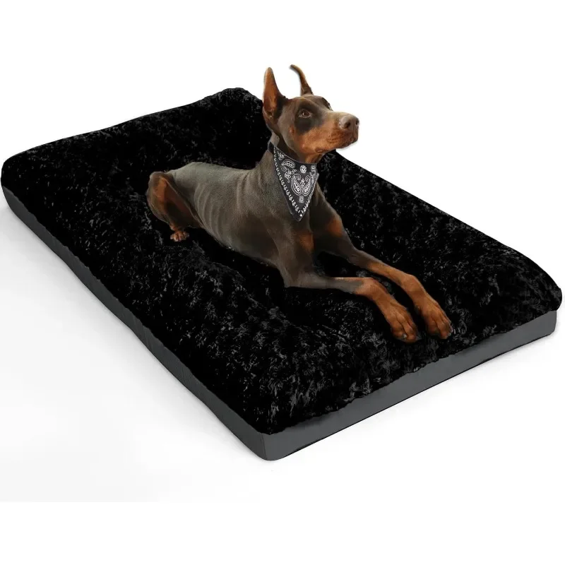 

Washable XL Dog Bed Dog Crate Mat 42 inch Comfy Fluffy Kennel Pad Anti-Slip for Dogs Up to 90 lbs, 42" x 28"