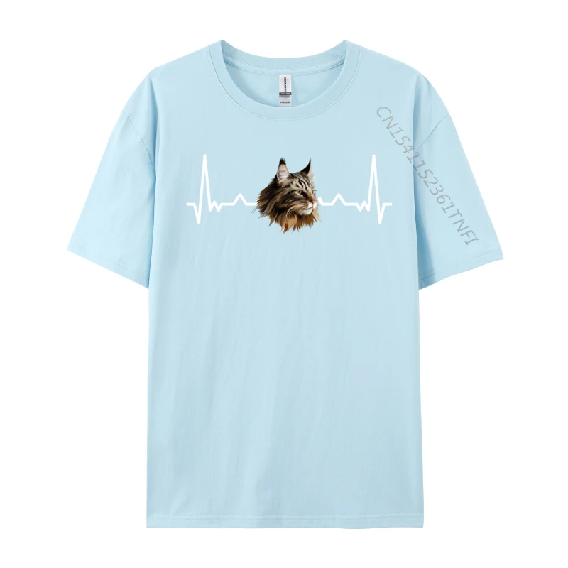 Maine Coon Heartbeat Funny Maine Coon Cat Lover T-Shirts New Year Day All Cotton Crew Neck Tops Tees Awesome