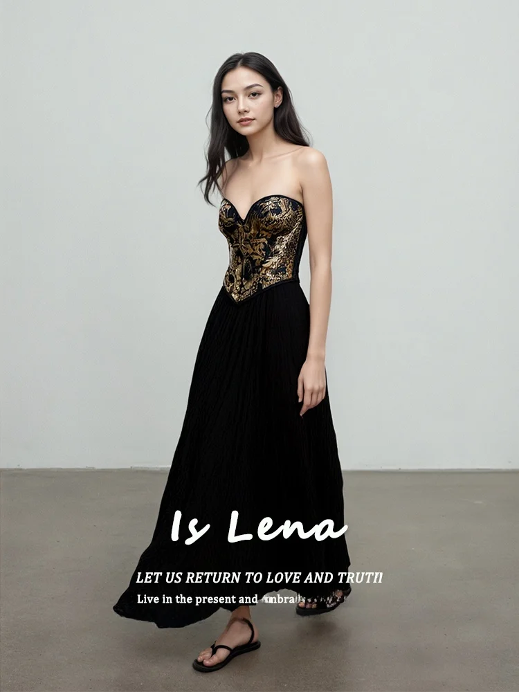 

Lena Vintage Court Pattern Fibone Crop Top Waist Cinched Tube Top Outerwear Original Design Polyester Summer 2024
