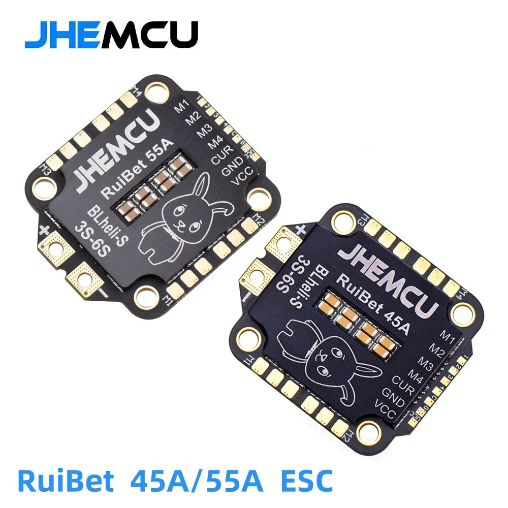 JHEMCU RuiBet 45A/55A ESC BLHELI_S Dshot600 4in1 Brushless ESC 3-6S 30.5X30.5 M4 for RC FPV Freestyle Flight Controller Drone