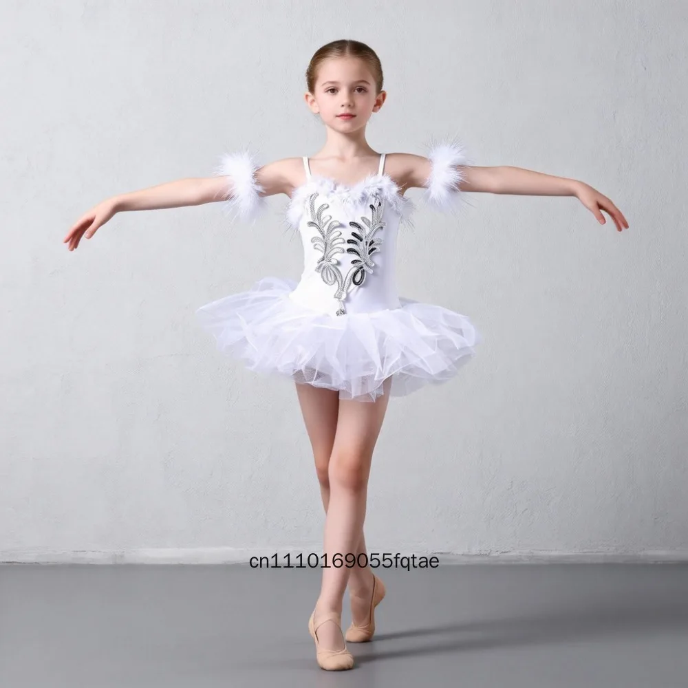 2026 Neues 4-teiliges Ballett-Tutu-Set für Mädchen, Leotard mit Trägern, Tüllrock, Tanzoutfit für Kinder, Performance- und Fotografie-Kostüm – Detail 3