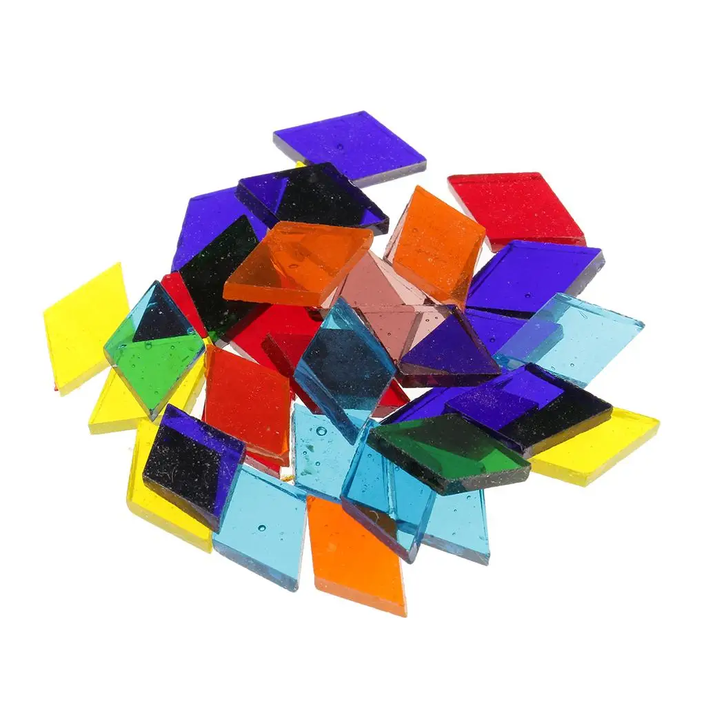 320g Mixed Triangle Rhombus Shape Glass Mosaic Tiles Pieces for Art Crafts Supplies