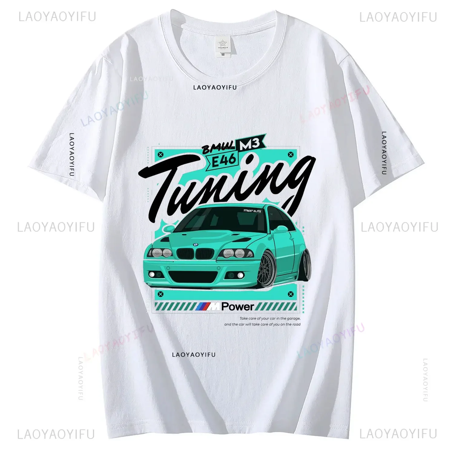 Retro Germany EUDM-E34 M5 E46 Tshirts Motorsport Men Cotton T Shirt for M Series Old Legend E30 M3 Classic Car Fans GT3 GT2 Tops