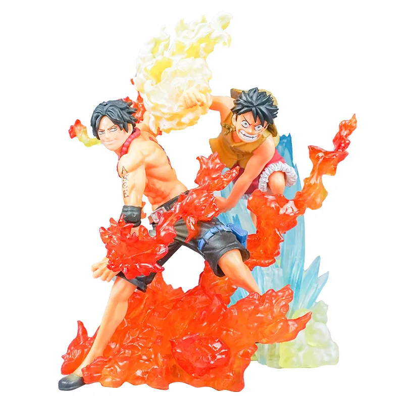 New Hot Anime One Piece Fraternal Bond Luffy Ace Cartoon Figures Toys for Kids Gift Collectible Model Ornaments