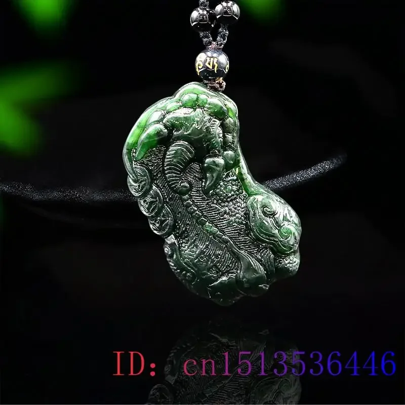 

Jade Pixiu Pendant Charm Gifts Fashion Black Green Natural Tiger Gemstone Men Jewelry Women Amulet Necklace Obsidian Carved