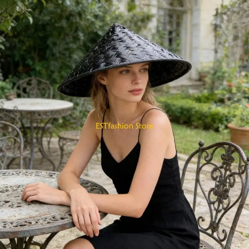 Y5GC Bamboo Woven Conical Hat Coolie Hat Excellent Sun and Rain Suitable for Outdoor Enthusiast and Peasant Event