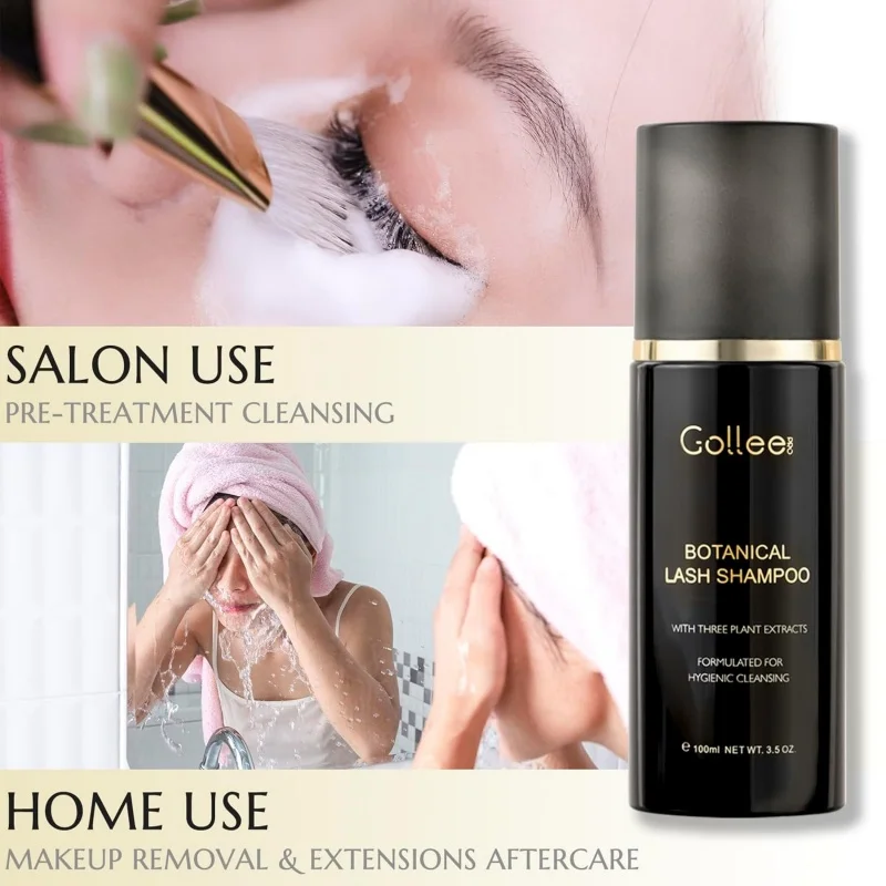 Gollee Clean Colla per ciglia Kit schiuma per ciglia Schiuma per pulizia ciglia 100ml Pennello Shampoo Estensione ciglia Pulizia Trucco delicato